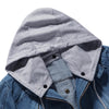 Stylish Hooded Long Sleeve Pocket Denim Men Jacket