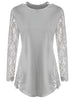 Cut Out Lace Panel T Shirt