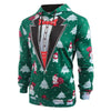 Santa Claus Faux Coallar Snowmen Printed Christmas Hoodie