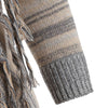 Asymmetrical Fringe Hem Striped Cardigan