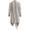 Asymmetrical Fringe Hem Striped Cardigan