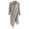 Asymmetrical Fringe Hem Striped Cardigan
