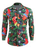 Christmas Theme Print Hidden Button Shirt