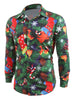 Christmas Theme Print Hidden Button Shirt