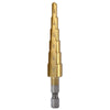 3PCS Hex Shank HSS Titanium Coated Step Drill Bit Set