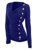 Cowl Neck Button Detail T-shirt