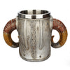 Stainless Steel Skull Mug Horn Warrior Beer Stein Halloween Bar Coffee Tea Cup