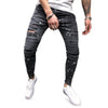 Men Stylish Ripped Jeans Pants Skinny Slim Fit Frayed Denim Trousers