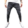 Men Stylish Ripped Jeans Pants Skinny Slim Fit Frayed Denim Trousers