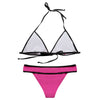 Halter Neck Backless Padded Color Blocking Low Waist Swimsuit Women Bikini Set