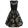 Elk Print Vintage Round Neck Christmas Dress