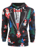 Santa Printed Christmas Tree Drawstring Hoodie