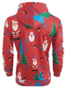 Santa Printed Christmas Tree Drawstring Hoodie