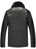 Fur Collar Fleece Button Fly PU Leather Jacket