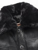 Fur Collar Fleece Button Fly PU Leather Jacket