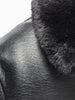 Fur Collar Fleece Button Fly PU Leather Jacket