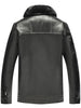 Zip Fly Fur Turn-down Collar PU Leather Jacket