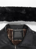 Zip Fly Fur Turn-down Collar PU Leather Jacket
