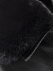 Zip Fly Fur Turn-down Collar PU Leather Jacket