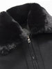 Fur Collar Zipper Warmth PU Leather Jacket