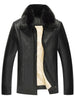 Fur Collar Zipper Warmth PU Leather Jacket