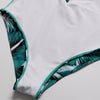 Spaghetti Strap Criss-cross Padded Backless Leaf Print Women Swimsuit