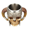 Stainless Steel Skull Mug Horn Warrior Beer Stein Halloween Bar Coffee Tea Cup