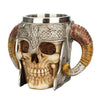 Stainless Steel Skull Mug Horn Warrior Beer Stein Halloween Bar Coffee Tea Cup