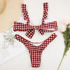 Tie Knot Front Padded Bikini Set Women Swimwear Swimsuit Plaid Bathing Suit
