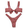 Tie Knot Front Padded Bikini Set Women Swimwear Swimsuit Plaid Bathing Suit