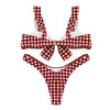 Tie Knot Front Padded Bikini Set Women Swimwear Swimsuit Plaid Bathing Suit
