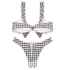 Tie Knot Front Padded Bikini Set Women Swimwear Swimsuit Plaid Bathing Suit
