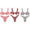 Tie Knot Front Padded Bikini Set Women Swimwear Swimsuit Plaid Bathing Suit