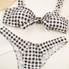 Tie Knot Front Padded Bikini Set Women Swimwear Swimsuit Plaid Bathing Suit