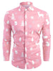 Hem Curved Christmas Elements Print Button Up Shirt