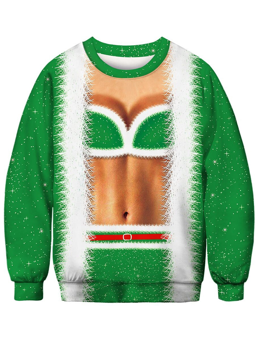 3D Body Printed Crew Neck Christmas Sweatshirt