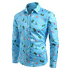 Turn Down Collar Christmas Tree Printed Shirt