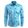 Turn Down Collar Christmas Tree Printed Shirt