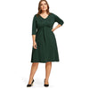Plus Size Jersey Knot V Neck Midi Dress