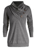 Cowl Neck Asymmetrical Button T Shirt