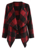 Drape Front Long Sleeve Plaid Jacket