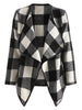 Drape Front Long Sleeve Plaid Jacket
