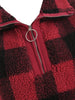 Faux Fluffy Half Zip Checked Sweatshirt