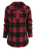 Faux Fluffy Half Zip Checked Sweatshirt