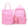 4PCS Girls Casual Bag Letter Embroidered Lightweight Women Backpack