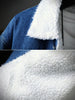 Fluffy Faux Fur Button Fly Denim Jacket