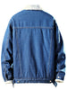 Fluffy Faux Fur Button Fly Denim Jacket