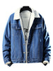 Fluffy Faux Fur Button Fly Denim Jacket