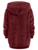 Half Zipper Drawstring Fluffy Hoodie