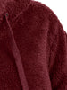 Half Zipper Drawstring Fluffy Hoodie